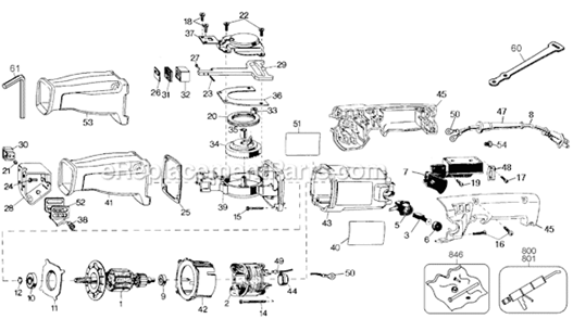 Page A Diagram and Parts List for BD4500 Type 1 Black and Decker Reciprocating Saw